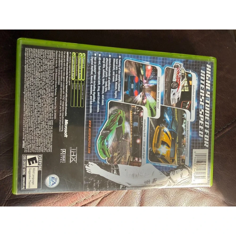 Y2K 2003 Microsoft Xbox Need for Speed Underground Case and Manual No Game Disc